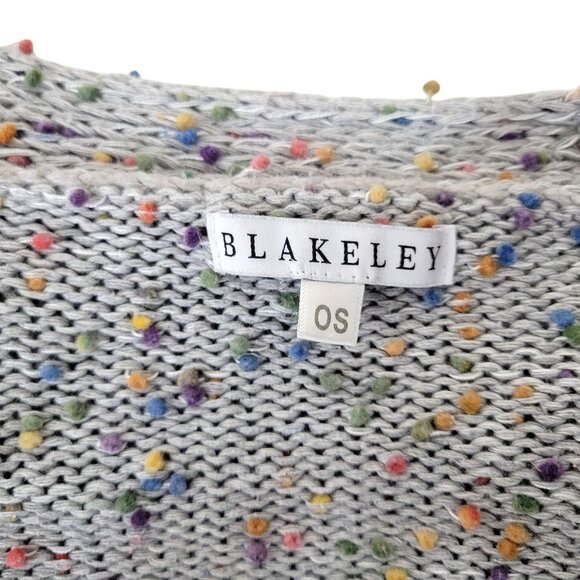 Blakeley Speckled Knit Open Front Cardigan OS Gray With Multicolor Accents 100% - Picture 3 of 6